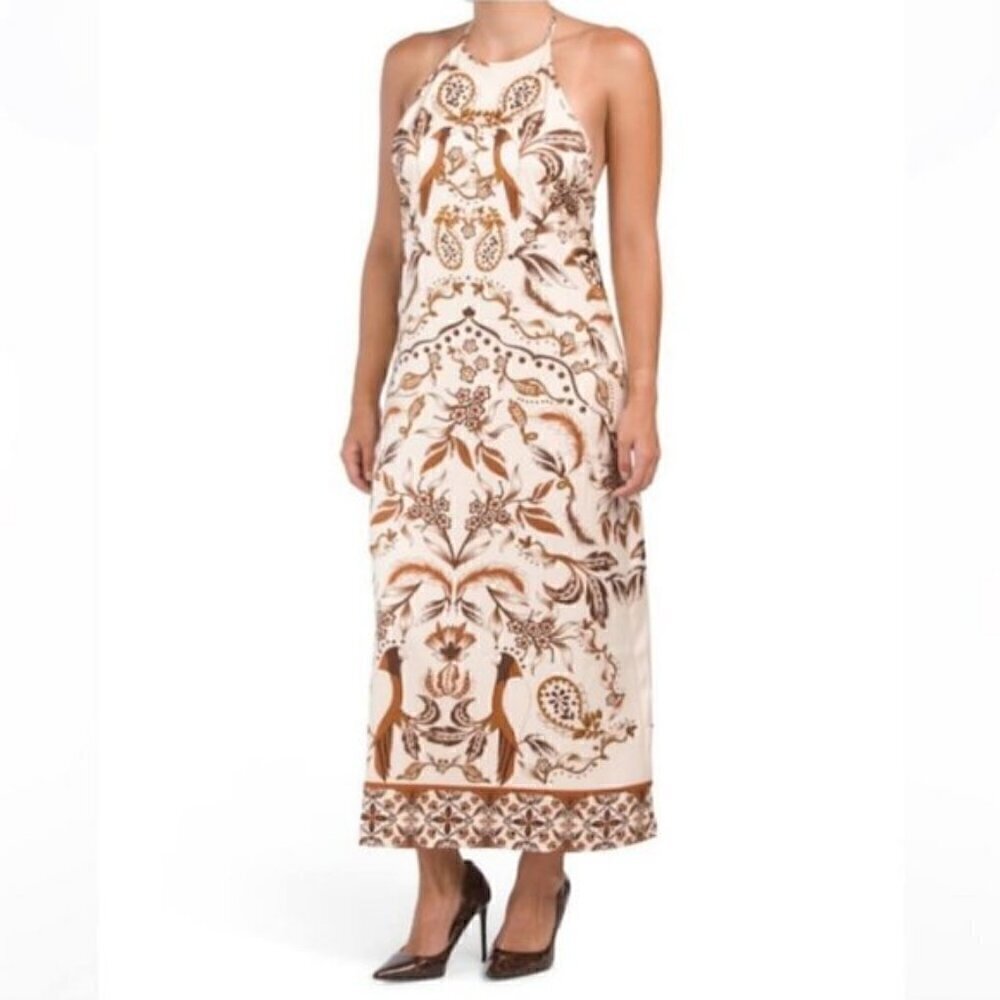 House of Harlow 1960 Satin Paisley Print Halter Dress MEDIUM